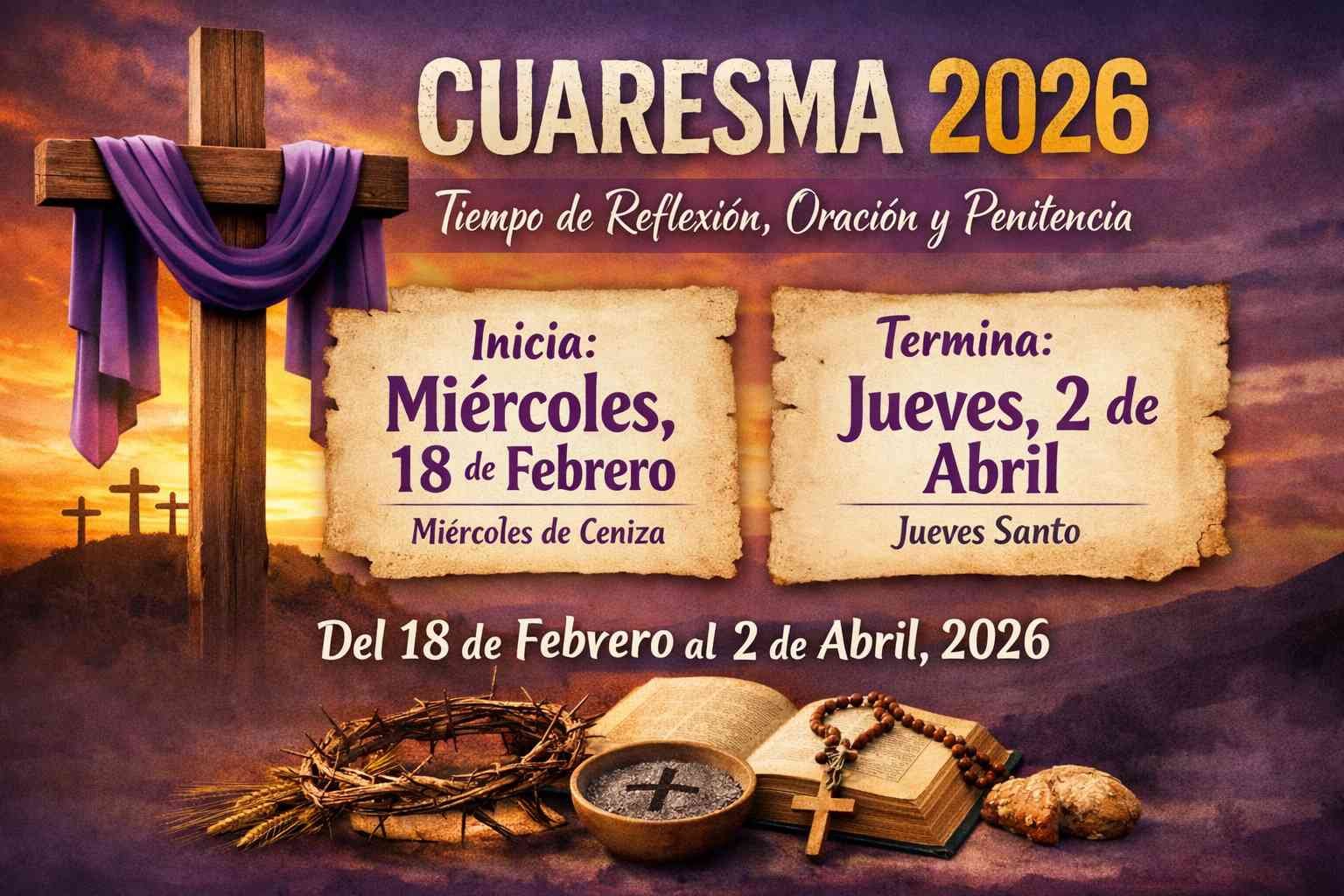 Cuaresma 2026 Fecha, ¿Cuándo comenzará la Cuaresma en 2026?